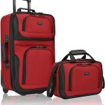U.S. Traveler Rio Rugged Fabric Expandable Carry-on Luggage Set， Purple， 2 Wheel